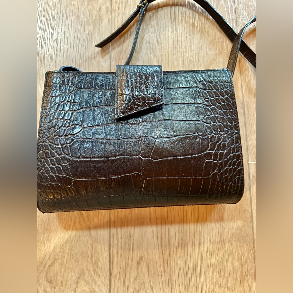 Vintage Liz Claiborne Black Crocodile-Embossed Purse - Picture 3 of 6
